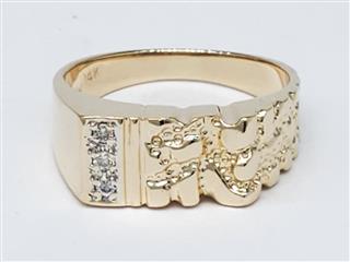 14K Solid Yellow Gold Diamond Nugget Style Cluster Ring Size 9